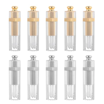 

10 pcs Lip Gloss Containers Exquisite Empty Refillable Rose Shape Cap Cosmetic Tubes Lip Balm Tube for Travel