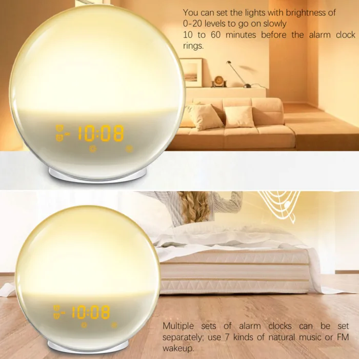 Светодиодный светильник, будильник, имитирующий рассвет, помощь для сна ...