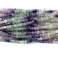 Veemake Fluorite Natural Necklace Bracelets Earrings Ring Gemstones DIY Faceted Irregular Cube Small Beads For Jewelry Making 2