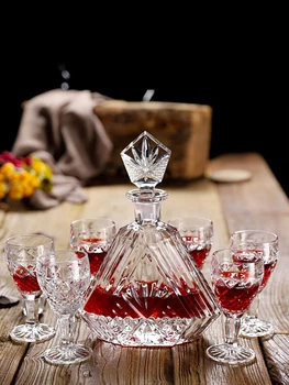 

Nordic Crystal Red Wine Set Household Whisky Goblet Creative wine Decanter Seven Set Wine glass and bottle home drinkware