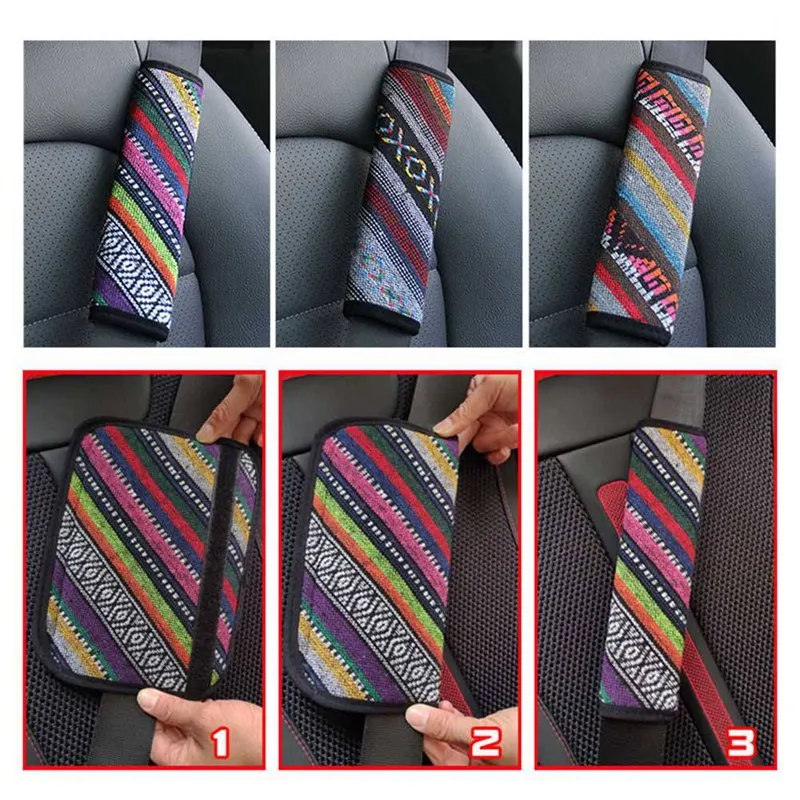 Ethnic Car Seat Belt Shoulders Pads Covers Cushion Warm Short Plush Safety Shoulder Protection Auto Interior Accessories Car Accessories Seat Belt Covers Seat Belt Protection Seat Belt Protector Car Seat Belt Accessory Safety Belt Shoulder Guard