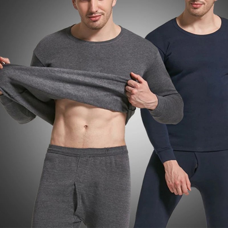 1Set Men Thermal Underwear Set Keep Warm Tops+Pants Ski Underwear Men Ski Suit Plus Cashmere Winter Thermal