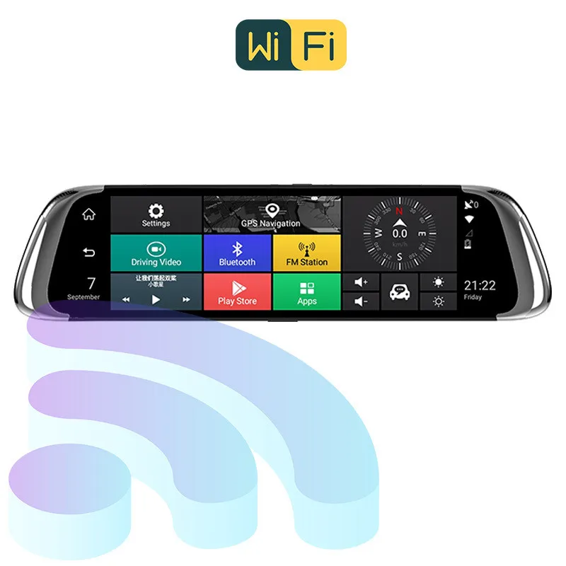 Авто Gps 4G, Wi-Fi, 10 дюймов полный Экран для приставки Android Smart вождения Регистраторы Hd DVR спереди и сзади записывающая машина Автомобильная камера в зеркале машины