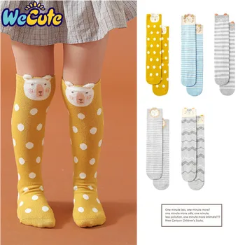 

2019 New Kids Knee High Socks Girls Stripes Cotton Cartoon Socks Autumn Winter Baby Long Tube Leg Warm Anti Slip Socks