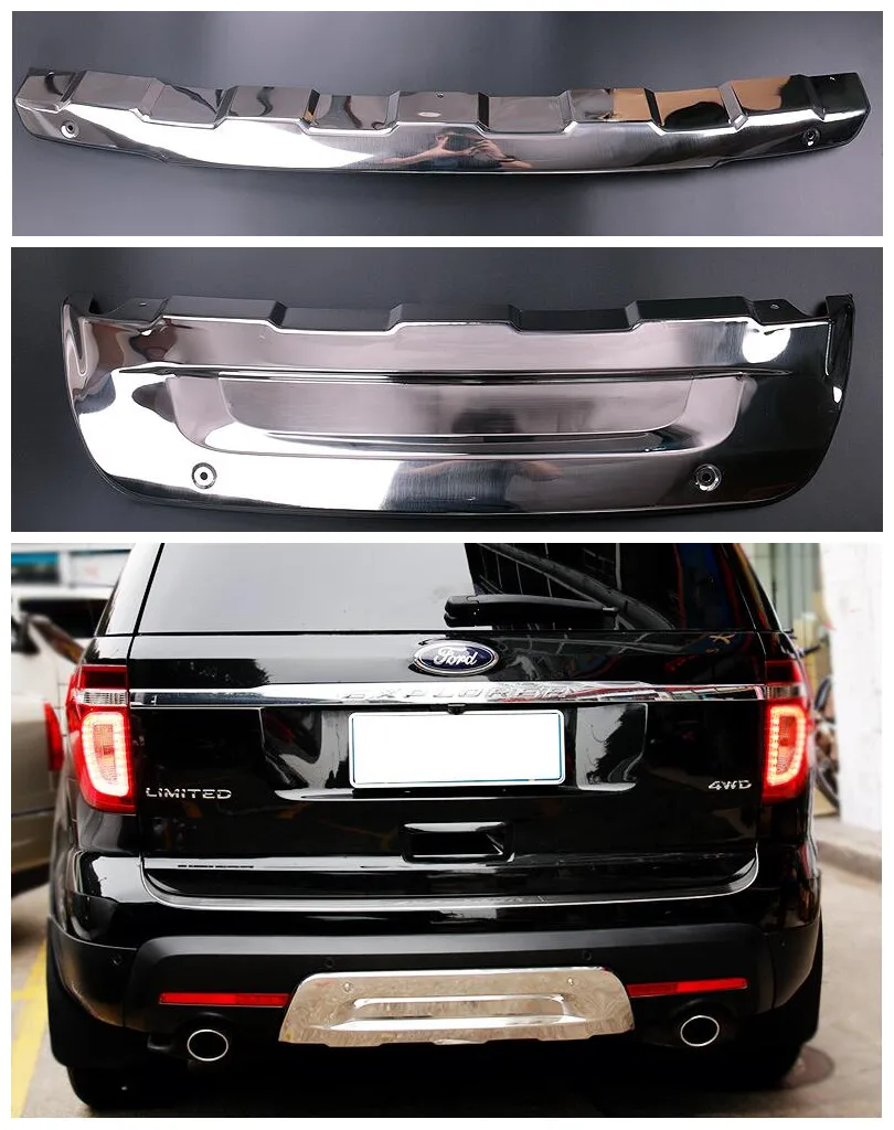 

Stainless Steel Car Front Rear Bumper Protector Guard Plate Fits For Ford Explorer 2013 2014 2015