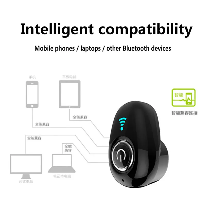 Мини Bluetooth наушники Рабочая Bluetooth гарнитура беспроводные наушники-вкладыши Наушники Hands-free для спорта на открытом воздухе автомобиль Вождение телефон Спорт