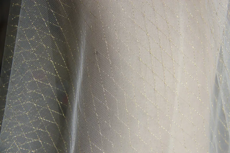 Кружевная ткань, 2 ярда, цвета слоновой кости, черный, прозрачная сетка, тюль, марля, золотая вышивка, швейный материал, ткань для свадебного платья, Ширина 59 дюймов, M25C125