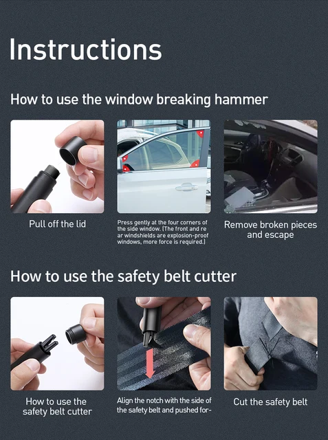 SZEOF Car Window Breaker,Glass Breaker,Car Window Breaker and Seatbelt  Cutter,Multi-Functional Car Safety Hammer,Car Emergency Kit,2 Packs(Pink)…