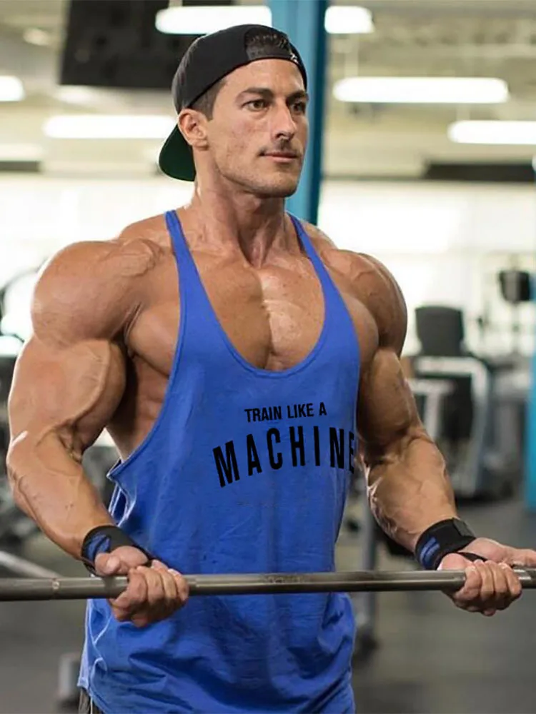 

Gym Mens Tank Top Vest Muscle Fashion Sleeveless Stringer Brand Back Clothing Bodybuilding Singlets Fitness Workout Sports Shirt