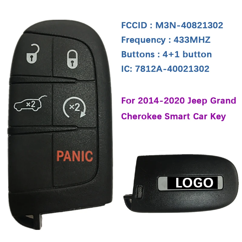 CN086015 Original 5 Button Smart Key For 2014-2020 Jeep Grand Cherokee With 433Mhz PCF7945 PN Numebr 68143505AC / M3N40821302 spark plugs and wires