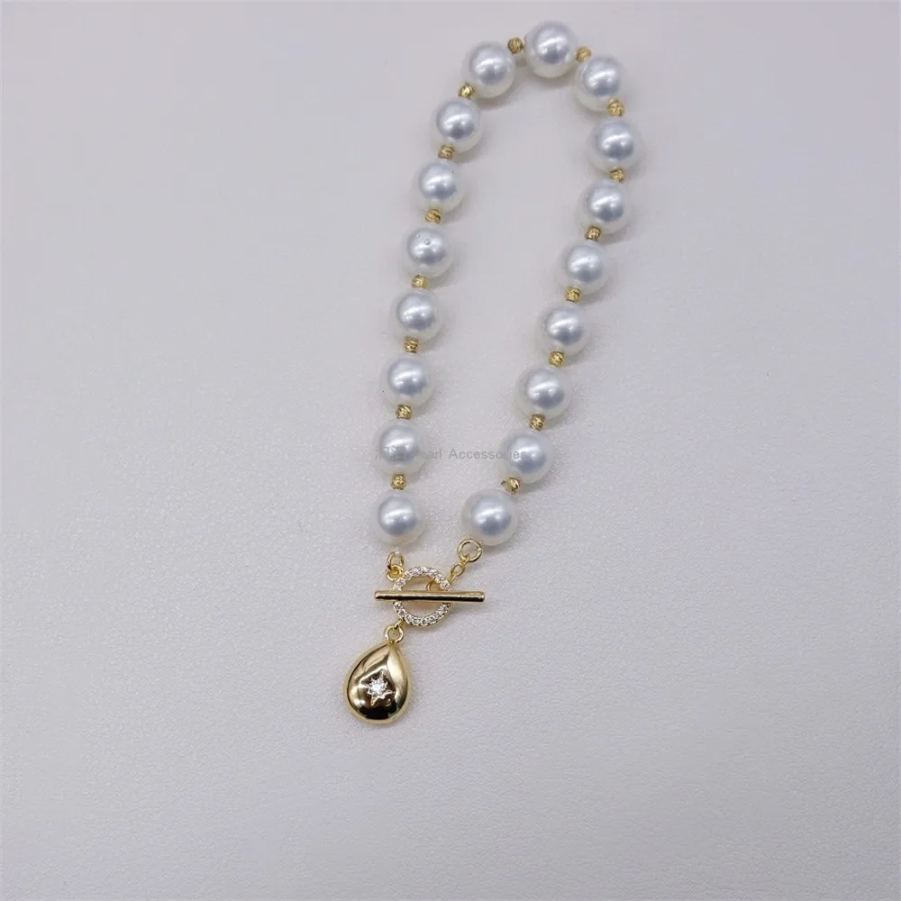 

DIY pearl jewelry accessories necklace bracelet sweater chain double-sided zircon water drop ot buckle copper plating 18K