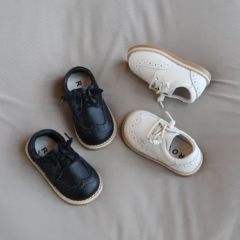 

Spring Autumn Genuine Leather Children's Casual Shoes Baby Boys Leather Shoes Toddler Girls Shoes Black Beige Color