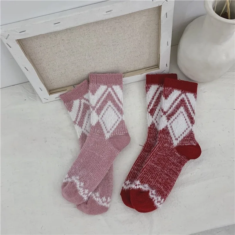 Jeseca Winter Thicken Warm Wool Socks for Women Harajuku Vintage Streetwear Sock Japanese Kawaii Girls Cute Christmas Sock Gifts