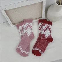 Jeseca Winter Thicken Warm Wool Socks for Women Harajuku Vintage Streetwear Sock Japanese Kawaii Girls Cute Christmas Sock Gifts
