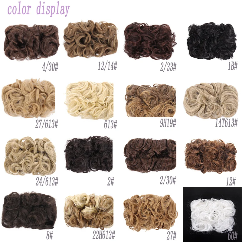 AOOSOO Messy Hair Bun Clip in Hair Extension 2 Plastic Comb Curly Hair Chignon Synthetic Hair Messy Chignon For Women Wedding