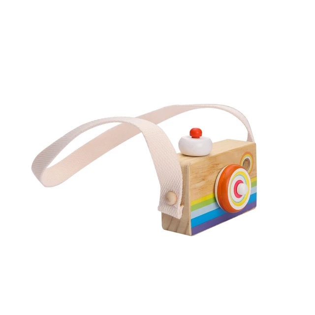 Cute Baby Toys Mini Hanging Wooden Camera Photography Toys for Kids Montessori Toy Gift Children Gift Room Decor DIY Presents Short lens camera
