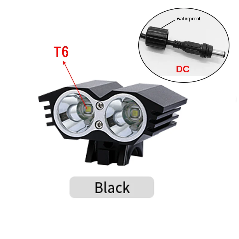 Водонепроницаемый велосипедный передний свет яркий велосипедный фонарь горный велосипед рулевая фара для велосипеда светодиодный аксессуары - Цвет: T6-DC-Black