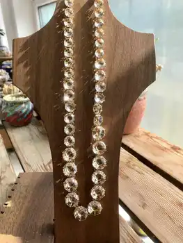 

Clear White Star Diamond Series semi precious stone gold crystal heavy industry long necklace with sweater shirt