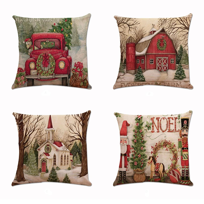 

New Square Christmas Xmas Santa Claus Cushion Cover Pillow Case Home Decor