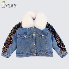 WeLaken/новые бархатные детские пальто и куртки с блестками в виде русалки; одежда для детей; модная куртка для девочек; пальто для маленьких девочек