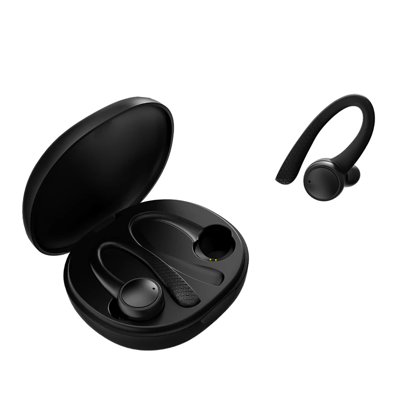 Black Earphones True Wireless Sports Earphones Bluetooth Earbuds Running Headsets For Xiaomi For Huawei Earphones with Microphone Ear Hook - Цвет: Black Earphones