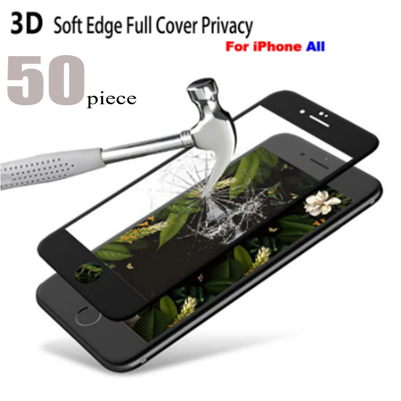 50 шт 3D Закаленное стекло Защитная пленка для iPhone 6 6S 7 8 экран протектор Plus