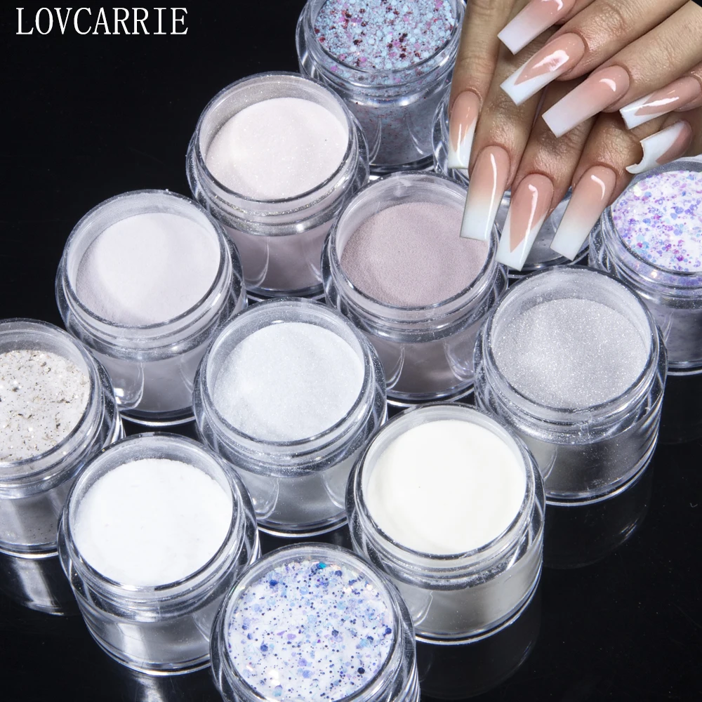 LOVCARRIE Acrylic Powder White Beige Clear Colors Nail Dipping Powder