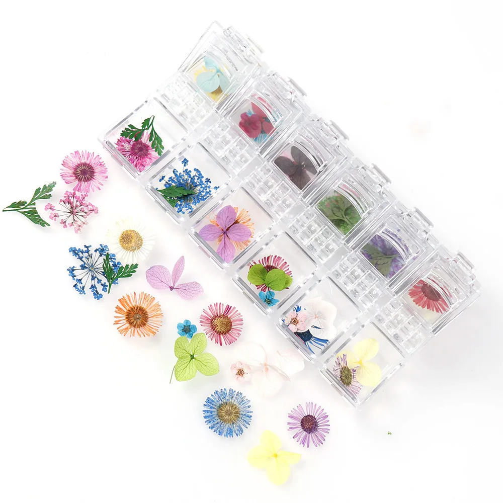 

1box Real Nail Flowers Leaf Nail Art Decoration DIY Tips Small Dried Flowers Nails Stickers For Nail Art Manicure Tools