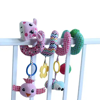 

Cute Cartoon Baby Bed Spiral Toys Colorful Short Plush Animal Hanging Bell Educational Rattle Appease Infant Crib Toy