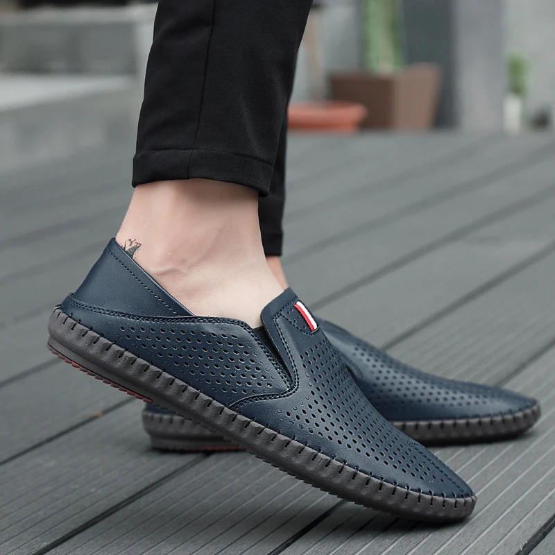 Casual Shoes Leather Shoes Men's Summer Mocassins Leather loafers Slip-on soft casual shoes comfortable drive flats breathable