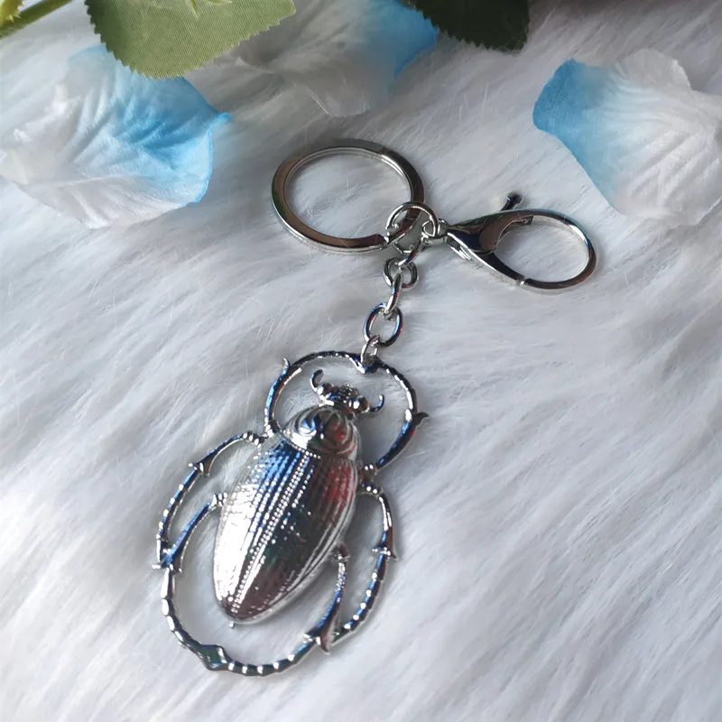 Гигантская Серебряная цепочка для ключей scarab beetle ювелирные изделия от насекомых