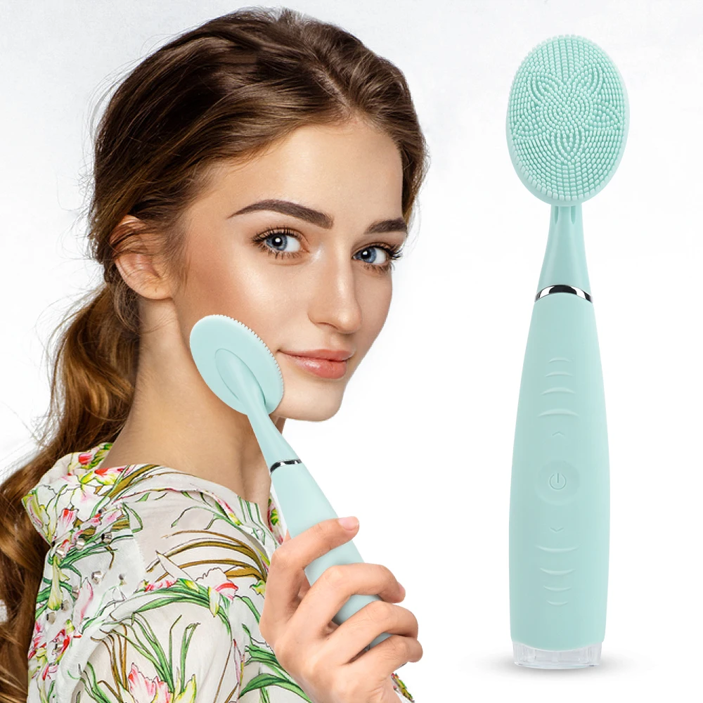 

Handheld Electric Facial Cleansing Brush Silicone Sonic Cleaner USB Powered Devices Waterproof Pore Clean Acne Blackhead Removal