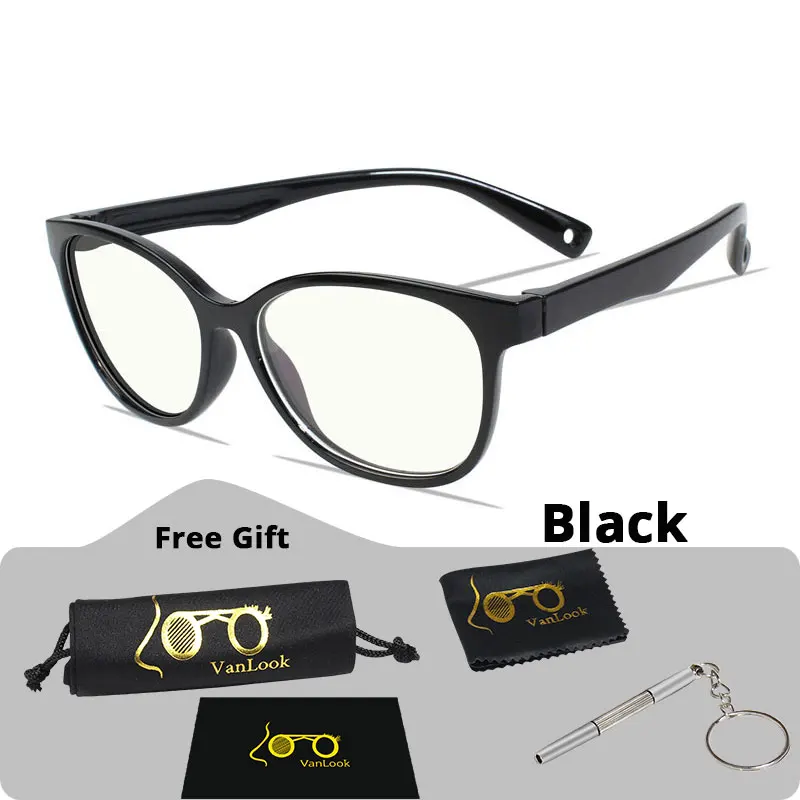 Black VANLOOK, Детские компьютерные очки, игровой анти-светильник Blue Ray, блокировка для детских очков, чехол, защита для глаз, Ninos - Цвет оправы: Black