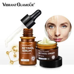 VIBRANT GLAMOUR Retinol Facial Skin Care Set Face Cream Face Serum Firming Lifting Anti-Aging Reduce Wrinkle Fine Lines 2 Suit
