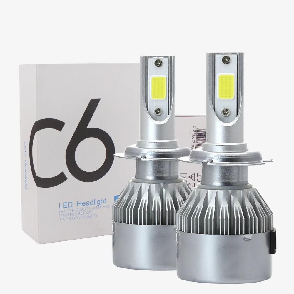 2x C6 H11 COB LED Headlight Kits High Low Beam Fog Light Bulbs 72W 7200lm 6000K 