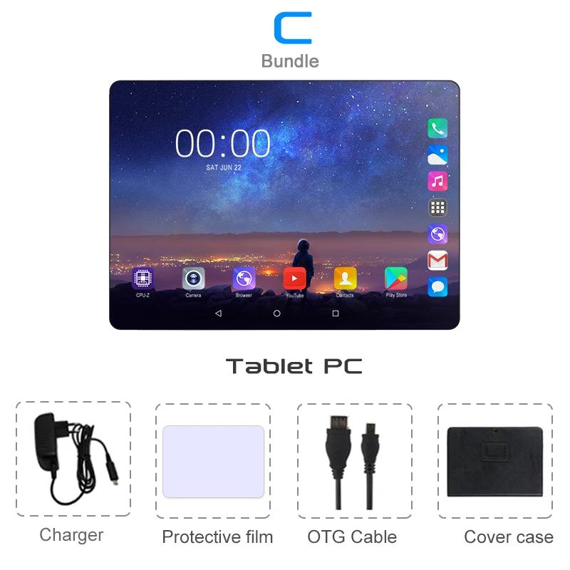 Комплект 3 10,1 дюймовый планшетный ПК, 3G/4G, Android 9,0, четыре ядра, супер планшеты, Ram 6G ram+ 128G rom, WiFi, gps 10, ips, 1280*800, две sim-карты, телефонные звонки - Комплект: Комплект 3