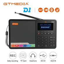 GTMEDIA-Radio Digital portátil D1, DAB, DAB +, FM, RDS, pantalla LCD, Bluetooth, compatible con tarjeta TF, despertador, grabadora de tiempo de sueño