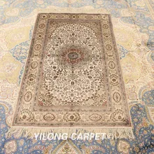 YILONG 3'x5' турецкий Шелковый ковер бежевый ручной работы изысканный тавризский шелк ковры(WY352A3x5