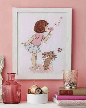 

HH Gold Collection Counted Cross Stitch Kit Cross stitch RS cotton with cross stitch A little girl blowing dandelions