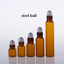 2pcs/5pcs1ml 2ml 3ml 5ml 10ml Amber Glass Roll on Bottles Sample Test Doterra Essential Oil Containers Vials with Roller Ball