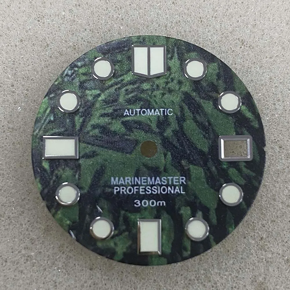 Peça de Substituição para Skx007 Nh35 Dial com c3 Movimento Assista Verde Luminosa 28.5mm 6 Eletrônicos