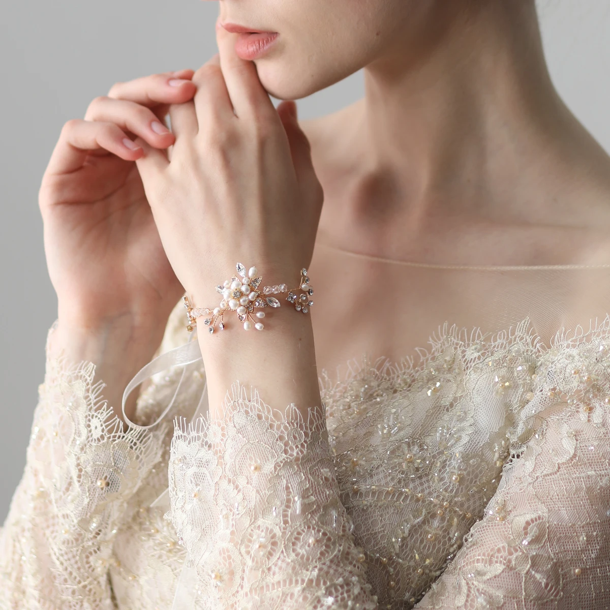 Silver/Golden Crystal Rhinestone Bangle Bracelet with Pearls Wedding Bridal Wristband Jewelry Diamond for Ladies Charm Bracelets | Украшения