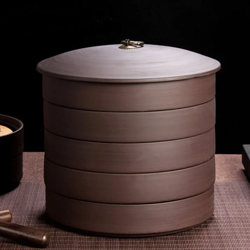 Chinese Style Kung Fu Puer Tea Cans, Home Storage Box, Purple Clay Spices, Sealed Jar, Ceramic Tank, Candy Jar, Kitchen Decor