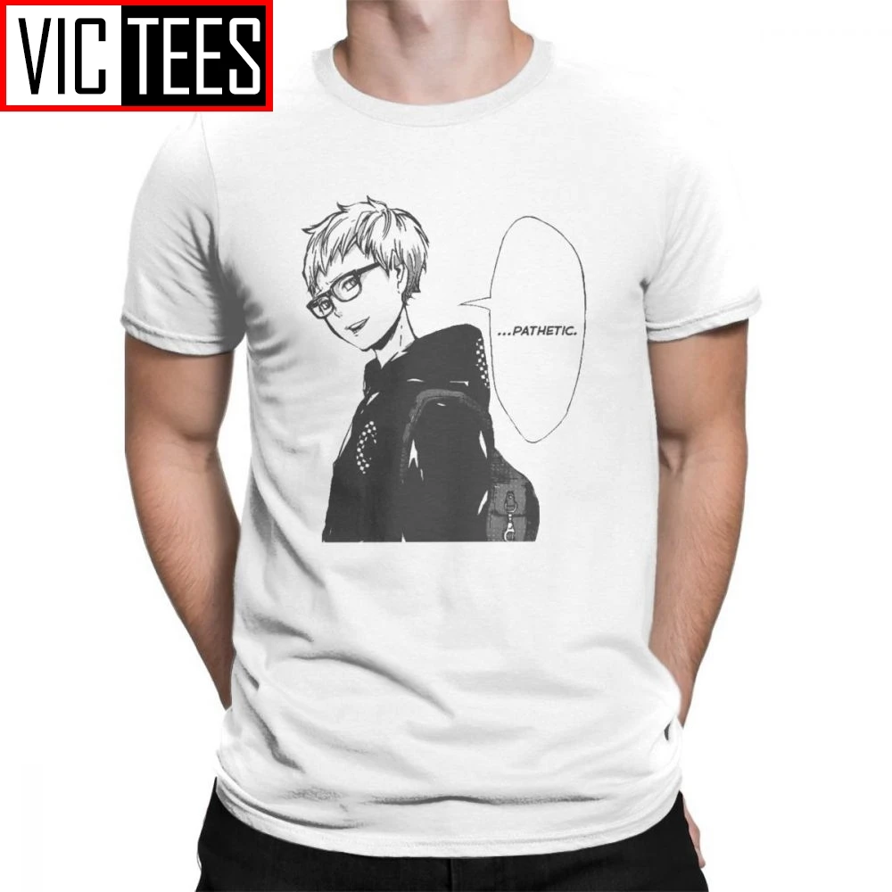 Haikyuu футболки Tsukishima Kei мужские с коротким рукавом Классические летние круглым