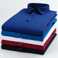 Chemises à manches longues pour hommes, en Fiber de bambou, couleur unie, Slim Fit, chemises d'affaires décontractées intelligentes, printemps et automne