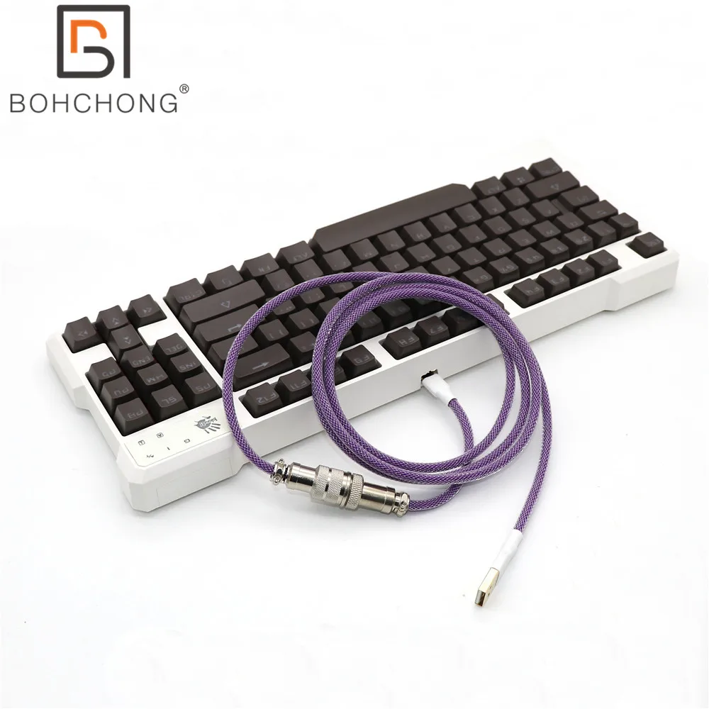 

Custom Double Sleeved USB to TYPE C Mini Micro Cable for Mechanical Keyboard With Colorful GX12 Aviator