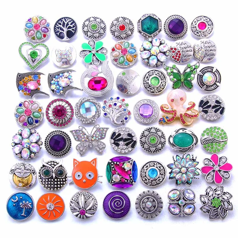 New 12MM 18mm Snap Jewelry Rhinestone Mini Metal Snap Buttons fit 12mm 18mm Bracelet Bangle Earrings Necklaces 10pcs/lot metal snap buttons