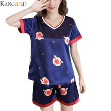 KANCOOLD женское сексуальное нижнее белье, ночное белье с коротким рукавом, комплект коротких пижам, длинные халаты, Ночная одежда с милым мультяшным принтом