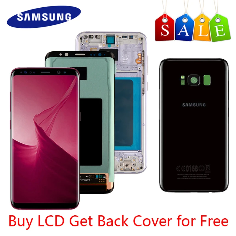 Оригинальный ЖК-дисплей SUPER AMOLED для Samsung Galaxy S8 G950 G950F S8Plus G955 G955F экран с крышкой