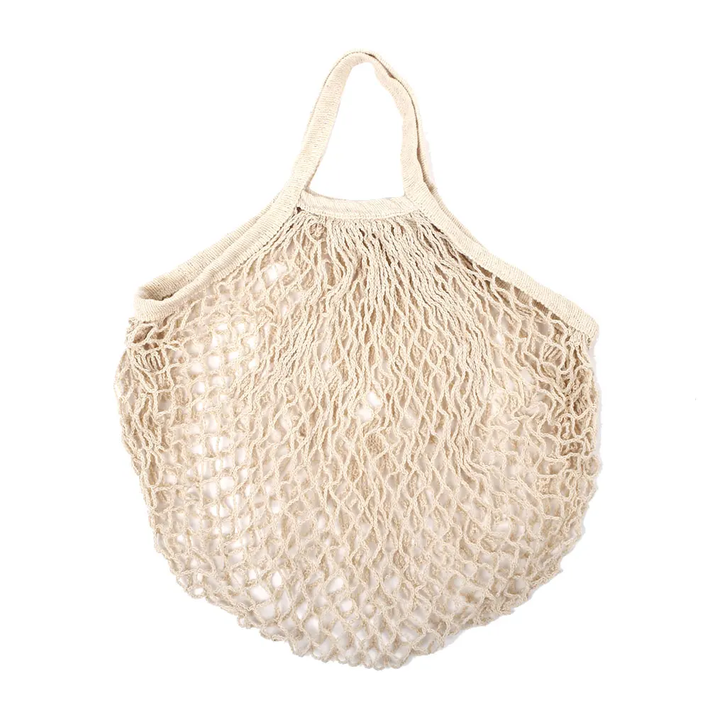 Сетчатые хозяйственные сумки, хлопок, для хранения продуктов, Kintted String, экологическая посылка S - Цвет: Beige